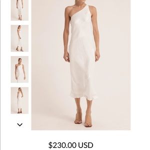 Third Form one shoulder white silk slip dress NWT